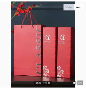 Hộp giấy đựng 2 chai rượu vang kèm túi Hộp đựng rượu vang