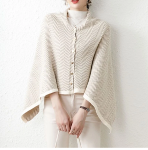 Korean Version New Style Button Striped Scarf Shawl Dual-Use Autumn Winter Thickened Warm Imitation Cashmere Ladies S