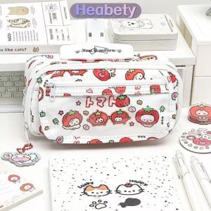 Heabety Cute Tomato Apple Cat Printed Pencil Bag Student Large Capacity Multi-layer Stationery Storage Bag Gift