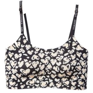 WENSH Letter Leopard Wireless Bra Shockproof Close-fitting Seamless Bras Sweet Gathered Breasts Brassiere for Women Girls