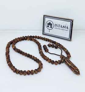 kalung tasbih kayu liwung hitam size 6 mm