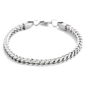 ＜1015＞ Cross-Border Hot Hip Hop Stainless Steel Front and Back Mens Bracelet Simple Domineering Punk High-Grade Cuban Bracelet Fashion
