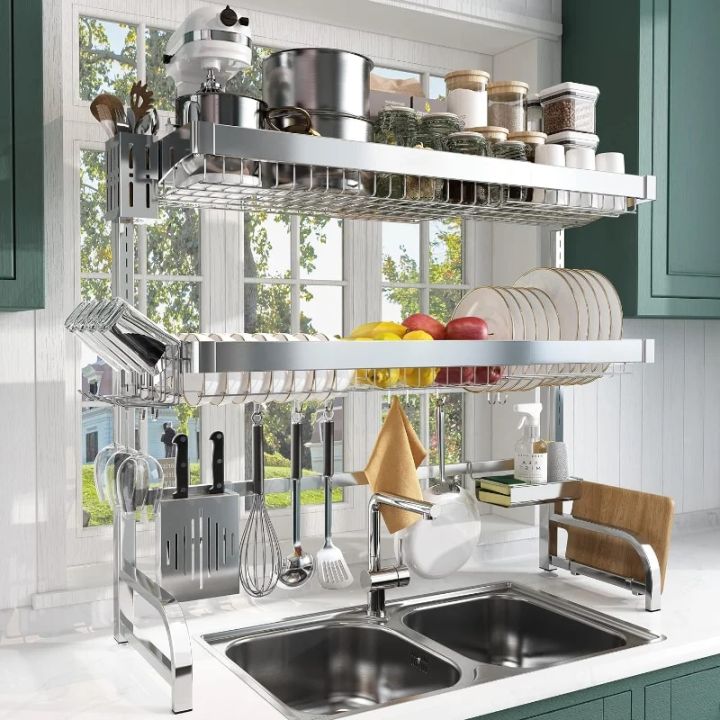 Over Sink Dish Drying Rack, Adjustable Large Dish Rack Drainer For Kitchen Storage Counter