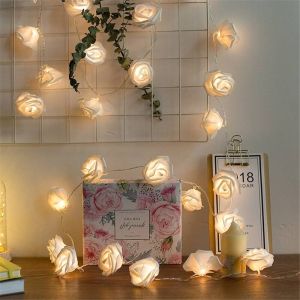 20LED Rose Flower String Lights Artificial Flower Bouquet Garland for Valentines Day Wedding Party