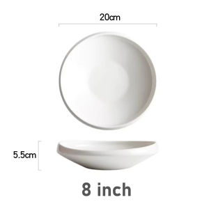 kokepope Premium Handcraft Wavy Rim Serving Plate White Porcelain 10" 8" Round Dinner Plates