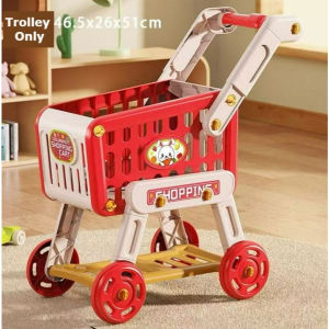 Ready Stock Large Baby Trolley Shopping Cart Toy Play House Supermarket kids playset Trolley Cutting Fruit mainan budak