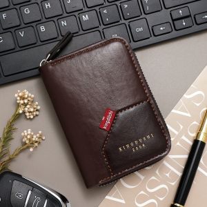 Cardholder Man Wallet Zipper Kingdushi K96-52 Dompet Kartu Minimalis Muat Banyak PU Leather