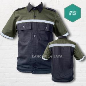 Wearpack Atasan Kombinasi / Kemeja Kombinasi / Kemeja Safety Lengan Pendek Kombinasi / Wearpack / Katelpak Safety Skotlet / Atasan Kemeja Kerja / Atasan Katelpak Pendek