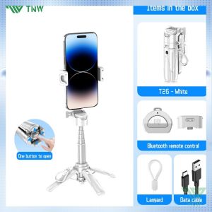 =TNW T26 Selfie Stick Mini Extendable Phone Grip Tripod With Bluetooth Remote Shooting Vlog Video.