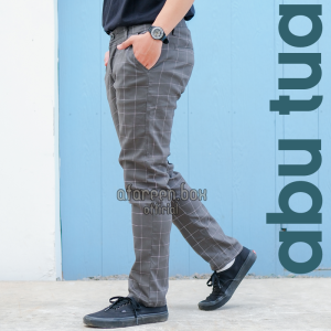 AFAREEN - Celana Chino Motif Kotak Kotak Pria Celana Tartan Ankle Katun Stretch Premium Chinos Melar