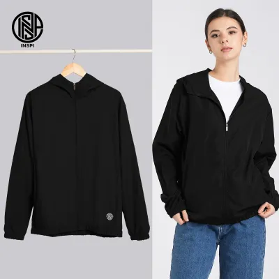 INSPI Originals Windbreaker Bomber Jacket for Men & Women w/ Zipper & Pockets Quick-Dry Hoodies Plain Motorcycle Coat 8