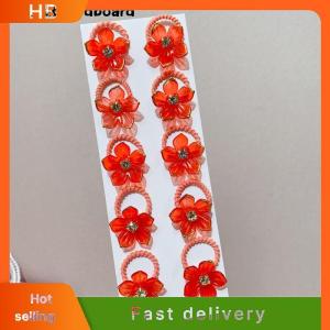HB 10Pcs Girls Elastic Hair Bands With Rhinestone And Flower Decorations High Elasticity Durable Hair Ties For Outdoors Party