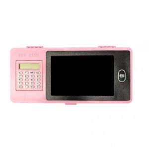 มาพร้อมหน้าจอ LCD กล่องดินสอ และกระดานวาดภาพแบบลบได้ กล่องเครื่องเขียนสามในหนึ่งมัลติฟังก์ชั่นพร้อมเครื่องคิดเลขและกล่องดินสอ