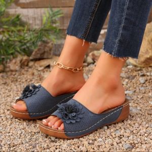 [Free Shipping] Plus-Size WomenS Shoes 2025 Spring-Summer New Style Wedge Heel Open-Toe Outdoor Slippers WomenS Sandals