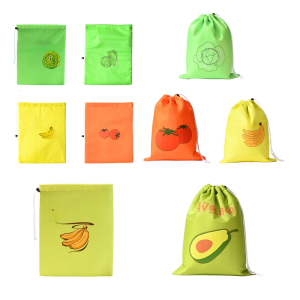 Reusable Vegetable Freshness Storage Bags Polyester for Kitchen Refrigerator Organization Large Capacity