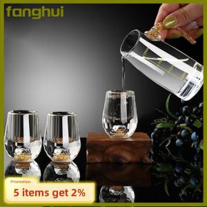 fanghui แก้วคริสตัลหรูหราแก้ววอดก้าแก้วบาร์เหล้า shochu ด้านล่างคู่แก้วฟอยล์สีทองแก้วชาของขวัญชั้นสูงเหล้าแข็ง