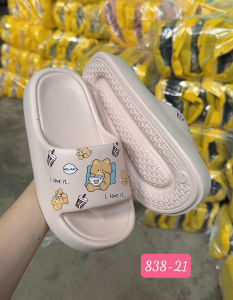 [NEW] 838-21 Dép Bánh Mì Nữ Eva Đúc Siêu Nhẹ Đế Cao 3phân in Họa Tiết Gấu Cute Thời Trang Hottrend