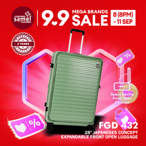 SAMEL 28" FGD 432 JAPANESE CONCEPT EXPANDABLE ANTI-THEFT ZIPPER FRONT OPEN LUGGAGE