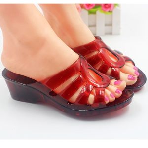 [Free Shipping] WomenS Summer Crystal Plastic Thick-Soled Outdoor Fashion Wedge Sandals Suitable For Home Use With Anti-Slip And Odor-Resistant Features And A High Chunky Heel