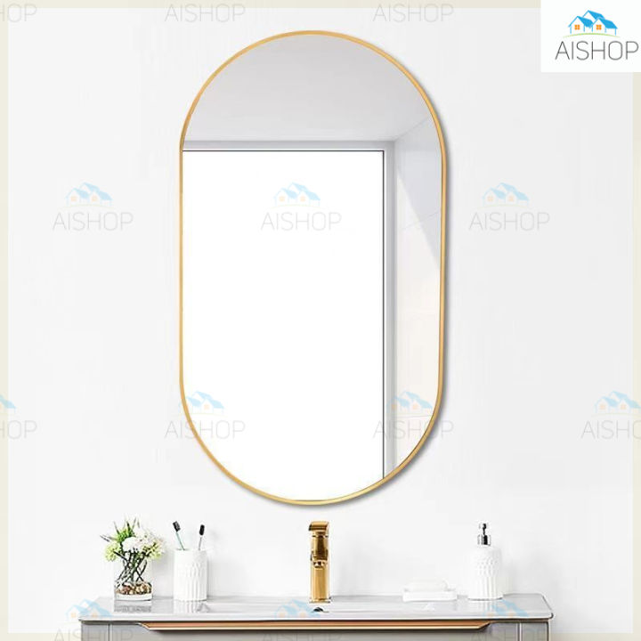 (SG Seller)Bathroom Mirror Oval wall hanging mirror bathroom wall decorative mirror Lazada