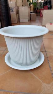 กระถาง hero 12 นิ้ว พร้อมจานรอง สีขาว สินค้าพร้อมจัดส่งทันที