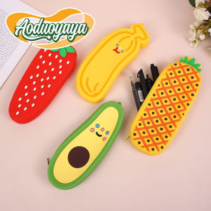Aoduoyaya Portable Silicone Pencil Case Simulated Fruit Pen Bag Stationery Organizer School Office Storage Bag Study Supplies