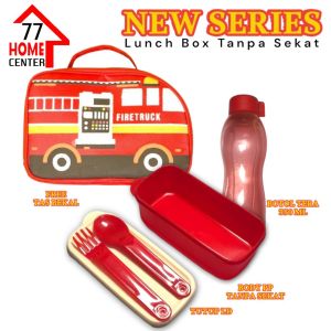 Paket kotak makan set anti tumpah free tas bekal karkter botol minum sendok garpu BPA FREE