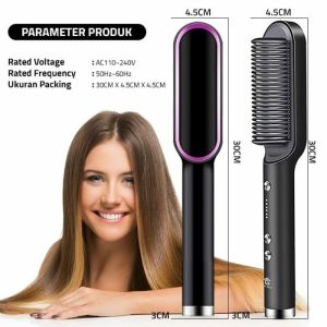 Catokan Sisir Elektrik Multifungsi Anti Kusut dengan Pelurus Rambut & Keriting - Warna Layu Hitam - Bisa Digunakan Di Luar Ruangan