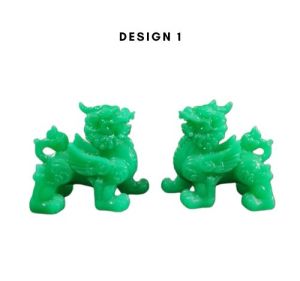 Jade Fu Dogs for Grounding Protection Money Catcher Wealth Activator Figurine