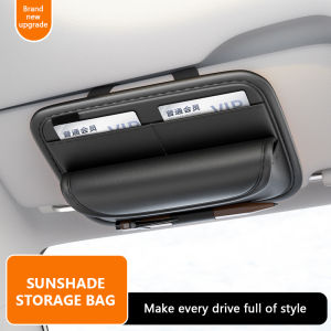 SEAMETAL Car Sun Visor Storage Bag Leather Sunglasses Hoder Pen Clip Card Holder Organizer Car Visor Organizer