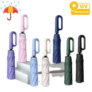 LAZANA Automatic Folding Umbrella Wind-Resistant Anti-UV Sunscreen Double keels sunny umbrellaWaterproof Stainless Steel Plastic Mens business umbrella womens sun umbrella 18 support rods double the support strength #U102