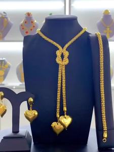 gold Trendy Cool Chain for Women ins Minimalist vintage long necklace bracelet and earrings jewelry