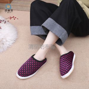 Free Shipping Oxford MenS And WomenS Indoor Warm Slippers Winter Home Slippers With A Rubber Sole And Half-Enclosed Heel Handmade Cotton Slippers
