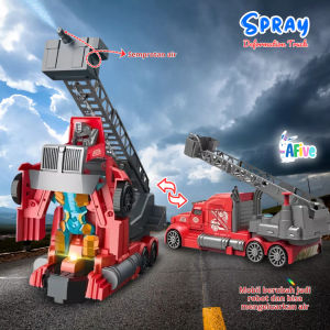 [AFive] Transformer Pemadam Kebakaran Mainan Elektronik Semprot Air Lampu Berputar Imajinasi Anak
