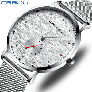 CRRJU Men Watch Classic Business Slim Quartz Watch Stylish Simple Waterproof Steel Mesh Clock 2163