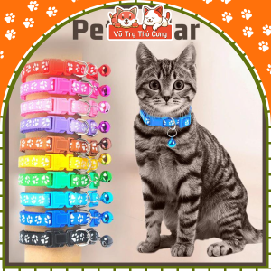 Vòng cổ chó mèo thú cưng đơn sắc họa tiết chân thú