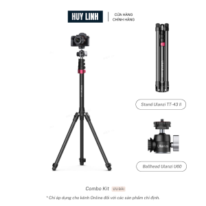 Chân đèn Ulanzi TT43 II chiều cao 2.1m tích hợp với đầu nghiêng 1/4" và ngàm gắn phụ kiện Cold Shoe dành cho máy ảnh