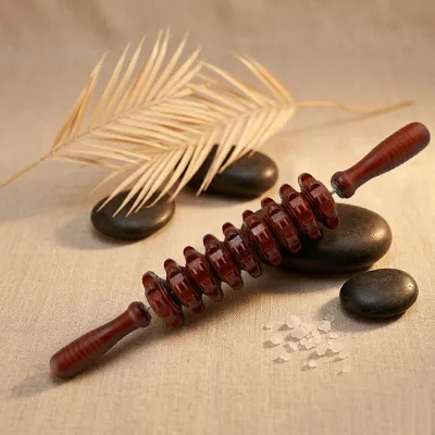 Cây Lăn Massage Gỗ 9 Răng Thư Giãn Cơ Bắp Lăn Gỗ Mát Xa Chân Tay Giảm Đau Vai Gáy Lưng Giảm Stress