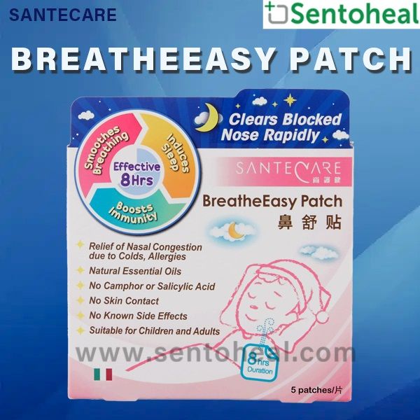Santecare BreatheEasy Patch 5 patches - Blocked nose release for children/ Easy Breathing during sleep/ Breathe Easy