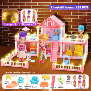 Jojotoy Mainan Princess Castle 15 House Rumah Rumahan Doll House Play House Kado Ulang Tahun Cewek Perabot Mainan Edukasi Rumah