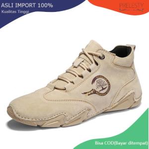 Prelesty Fashion Kulit Sepatu Boots Pria Tinggi Formal Footwear Cowok Dewasa Kerja Lentur Handmade Keren Anti Slip 309