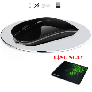 Chuột Không Dây Dùng Pin Sạc tặng lót chuột Click Không Gây Tiếng Ồn Bluetooth 2.4GhzKhoảng Cách 10-20M.