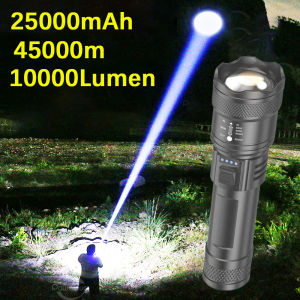 【COD】Senter LED Super Terang 10000 Lumens Jarak Jauh Ringan Tahan Air IPX4 Zoom USB Rechargeable Senter Swat Police Terbaik