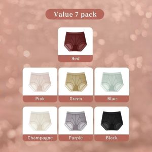 【OFFICIAL】Light Luxury Satin Lace Panties Seamless Lace Plus-size Tummy Control Briefs 7A Antibacterial Mulberry Silk Hyaluronic Acid Crotch Lining Panties