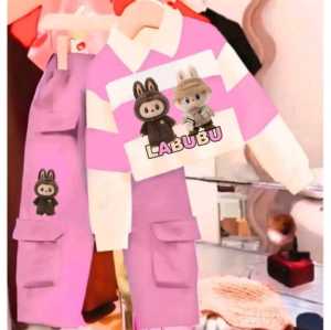 Setelan Viral Anak Perempuan Motif Labubu Untuk Anak Usia Anak 1-12 Tahun