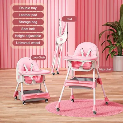 6 IN 1 Baby Dining Chair Feeding Foldable Adjustable With Safety Belt Baby High Chair Kerusi Budak Makan Bayi