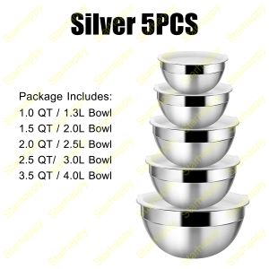 STAR Baskom Dapur 1 Set Isi 5 Dari Stainless Steel Super Tebal Untuk Cuci Sayur Wadah Sup Cuci Beras stainless bowl mangkok mangku baskom adonan mixing  ukuran 18-26cm/1.3L-4L stainless steel Mixing Bowl Set Salad Bowl [Stok&Pengiriman Cepat]