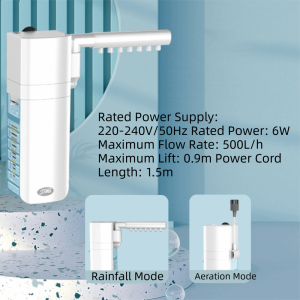PPRVAU 3 In 1 Fish Tank Filter Energy Saving Rain Shower Submersible Pump Aeration Pump Silent Aquarium Built-in Filter Small Fish Tank