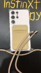 IXB Sam A16 A17 A14 A25 A34 A57 A36 A37 A53 A56 with stick on ELASTIC CARD HOLDER BUMPER TRANSPARENT CASE WITH adjustable phone strap lanyard case
