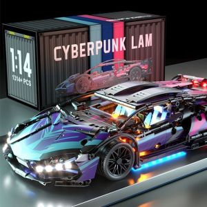 Building Block Sport Car Remote Control LED 积木玩具兰博基尼 Mainan Kereta Sport CYBERPUNK LAM Kereta Lumba LED Lamborghini Hadiah Kanak-Kanak
